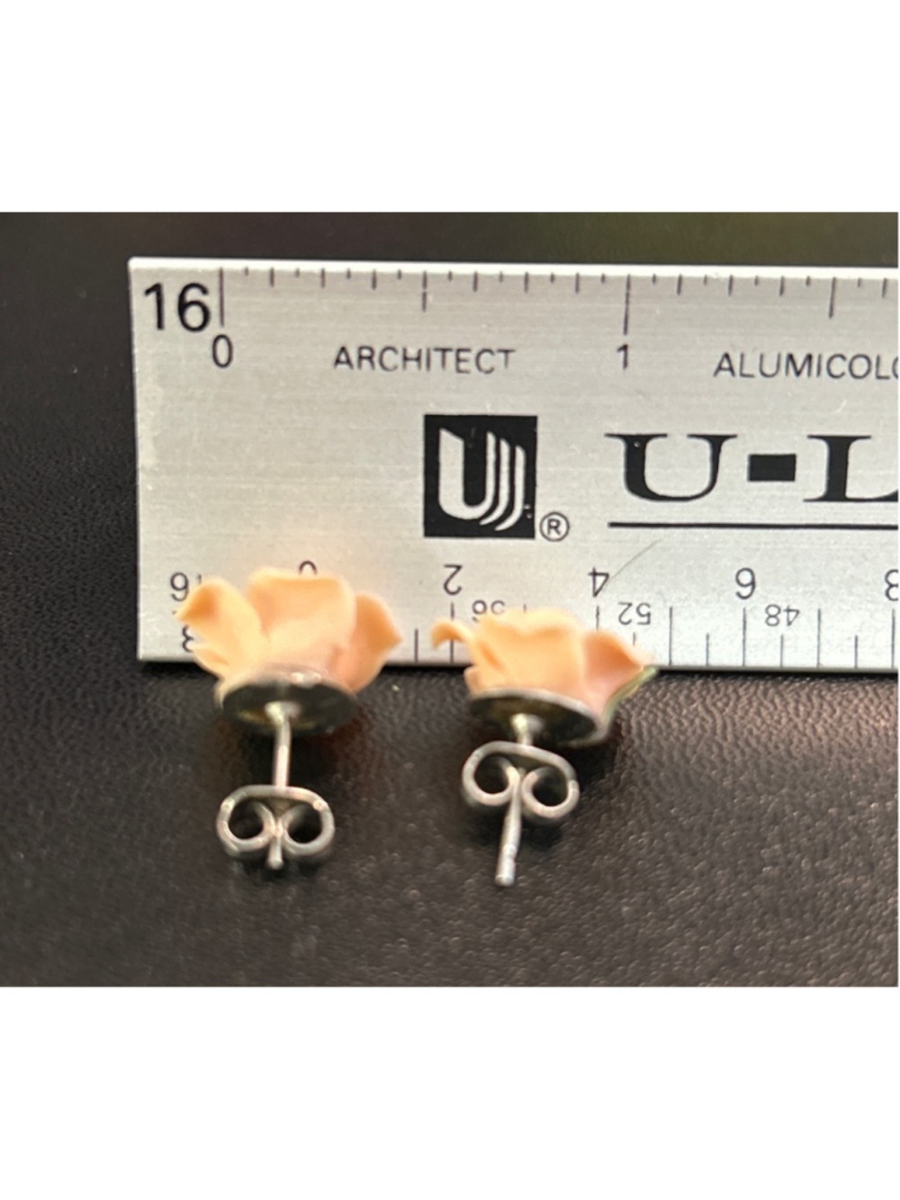 Women's bone china Peach & Yellow Rose Stud Earrings, One Size - Picture 2 of 2
